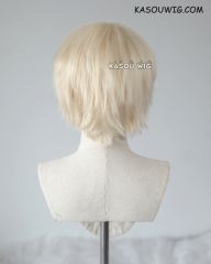 S-1 / SP17 >>31cm / 12.2" short light cream blonde layered wig, easy to style,Hiperlon fiber