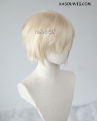 S-1 / SP17 >>31cm / 12.2" short light cream blonde layered wig, easy to style,Hiperlon fiber