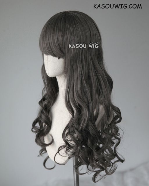 L-1 / SP09 dark gray 75cm long curly wig . Tangle Resistant fiber
