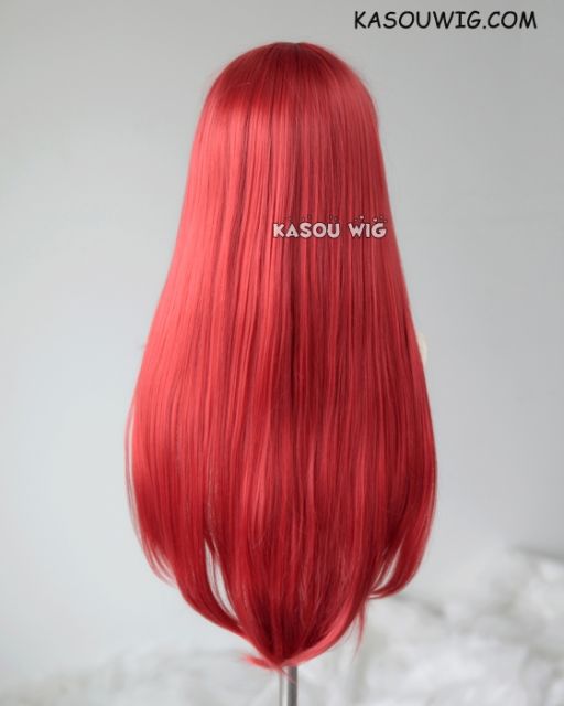 L-2 / KA042 apple red  75cm long straight wig . Heating Resistant fiber