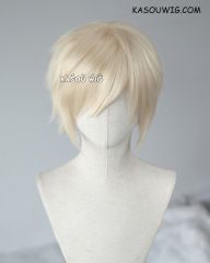 S-1 / SP17 >>31cm / 12.2" short light cream blonde layered wig, easy to style,Hiperlon fiber