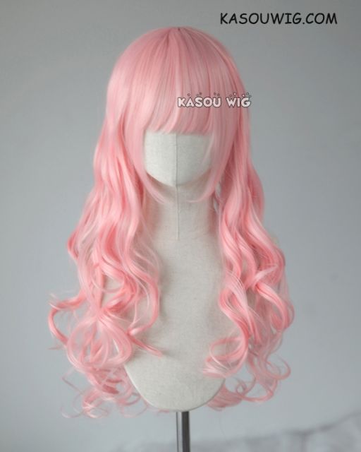 L-1 / SP12 pastel pink 75cm long curly wig . Tangle Resistant fiber