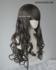 L-1 / SP09 dark gray 75cm long curly wig . Tangle Resistant fiber