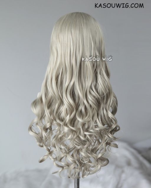L-1 / SP27 light ash blonde 75cm long curly wig . Hiperlon fiber
