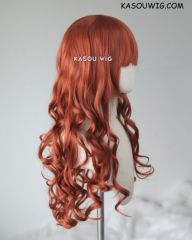 L-1 / KA022 Copper Penny 75cm long curly wig . Hiperlon fiber