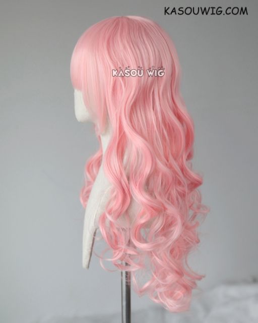 L-1 / SP12 pastel pink 75cm long curly wig . Tangle Resistant fiber