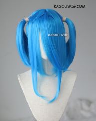 M-2 / KA047 ┇ 50CM / 19.7" blue pigtails base wig with long bangs.