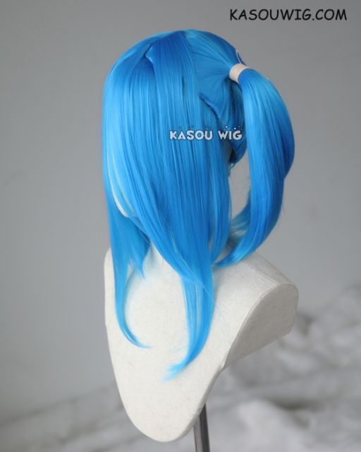 M-2 / KA047 ┇ 50CM / 19.7" blue pigtails base wig with long bangs.