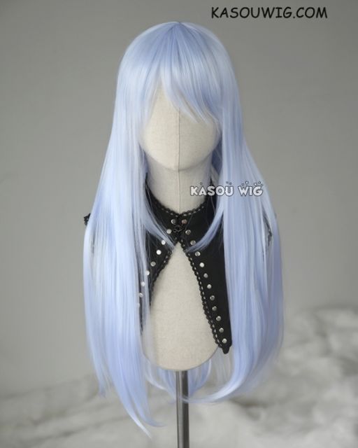 L-2 / KA054 light periwinkle 75cm long straight wig . Heating Resistant fiber