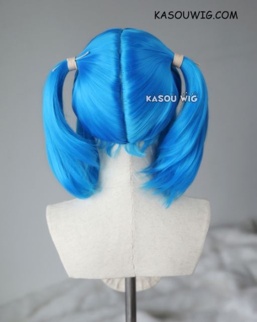 M-2 / KA047 ┇ 50CM / 19.7" blue pigtails base wig with long bangs.