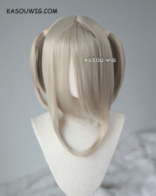 M-2/ SP02 ┇ 50CM / 19.7" sand blonde pigtails base wig with long bangs.
