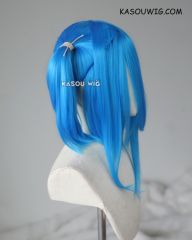 M-2 / KA047 ┇ 50CM / 19.7" blue pigtails base wig with long bangs.