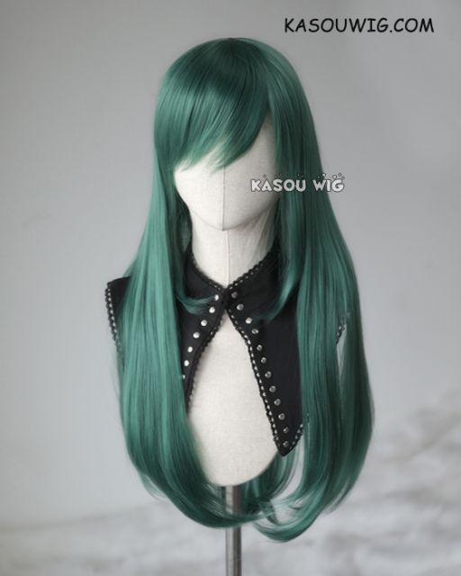 L-2 / KA065 dark olive green 75cm long straight wig . Heating Resistant fiber
