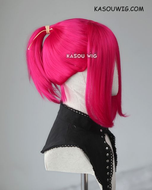 S-3 / KA038 Raspberry rose ponytail base wig with long bangs.
