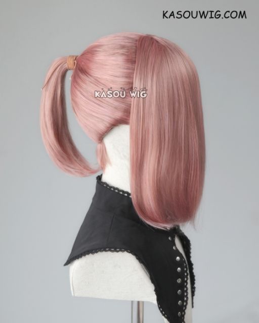 S-3 / KA037 dusty pink ponytail base wig with long bangs.