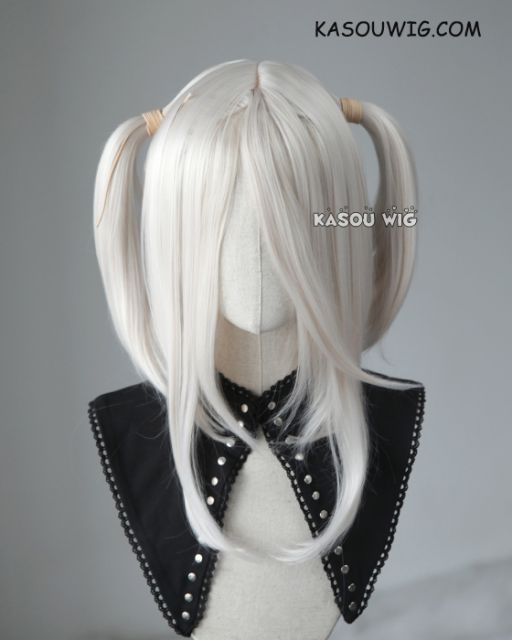M-2/ SP05 ┇ 50CM / 19.7" pearl white pigtails base wig with long bangs.