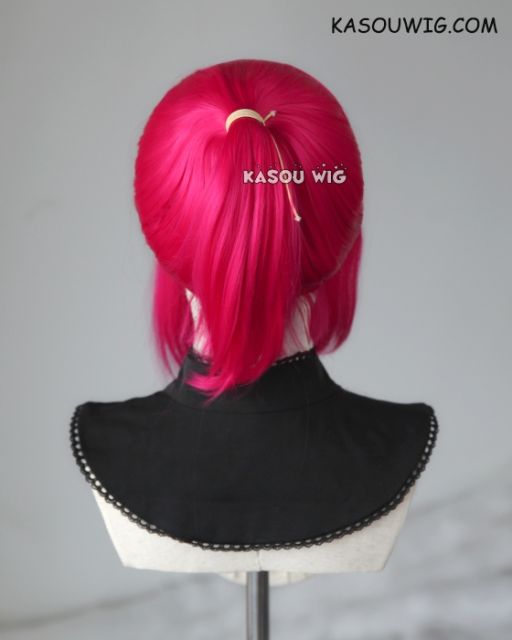 S-3 / KA038 Raspberry rose ponytail base wig with long bangs.