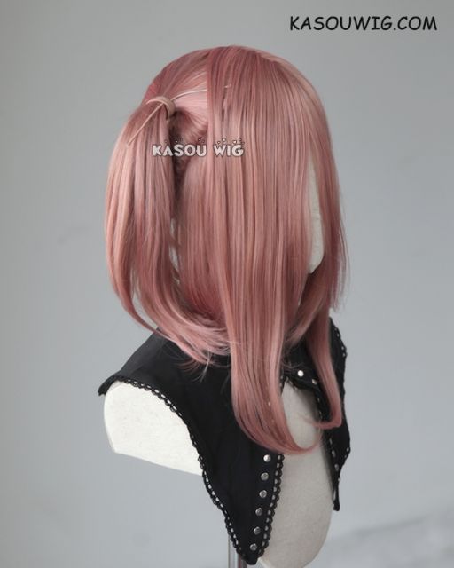 M-2 / KA037 ┇ 50CM / 19.7" dusty pink pigtails base wig with long bangs.