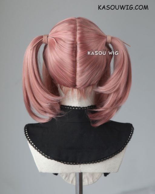 M-2 / KA037 ┇ 50CM / 19.7" dusty pink pigtails base wig with long bangs.