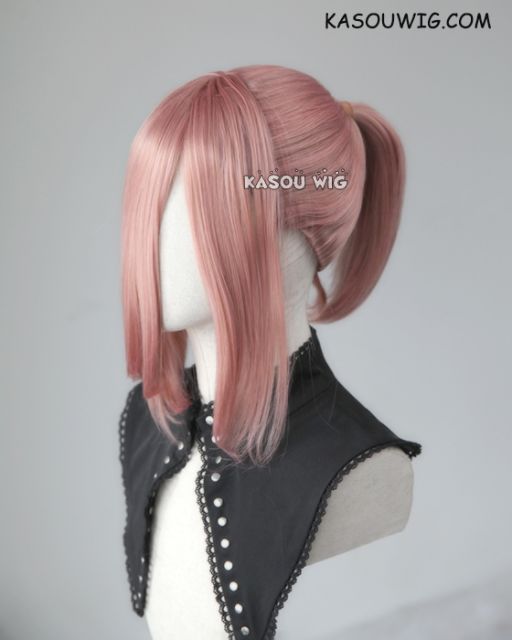 S-3 / KA037 dusty pink ponytail base wig with long bangs.