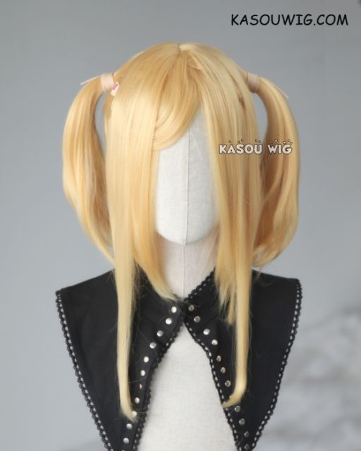 M-2 / SP01 ┇ 50CM / 19.7" pastel yellow blonde pigtails base wig with long bangs.