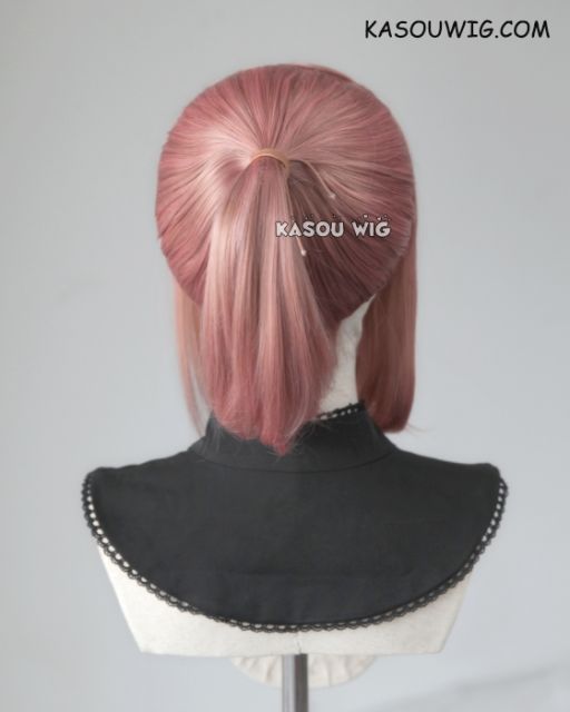 S-3 / KA037 dusty pink ponytail base wig with long bangs.