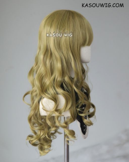 L-1 / SP21 green yellow mixed 75cm long straight wig . Heating Resistant fiber
