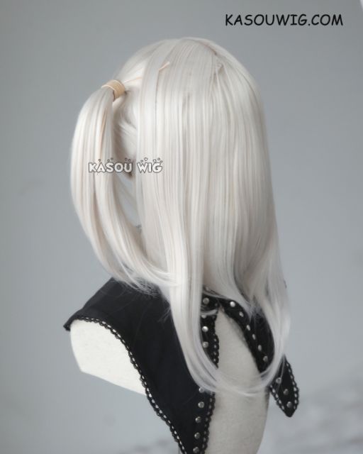 M-2/ SP05 ┇ 50CM / 19.7" pearl white pigtails base wig with long bangs.