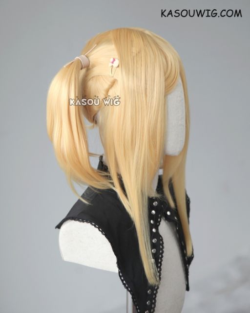 M-2 / SP01 ┇ 50CM / 19.7" pastel yellow blonde pigtails base wig with long bangs.