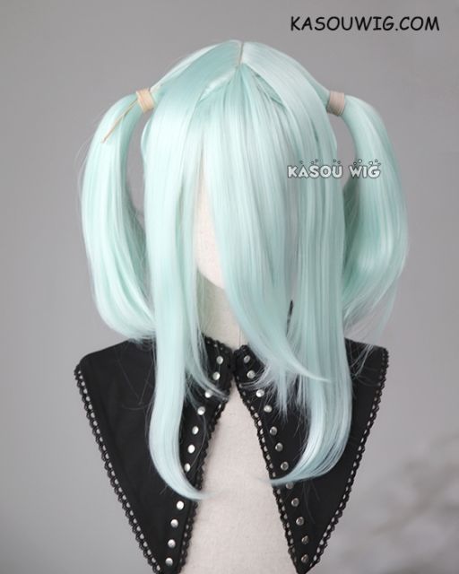 M-2/ SP16 ┇ 50CM / 19.7"  pastel mint green pigtails base wig with long bangs.