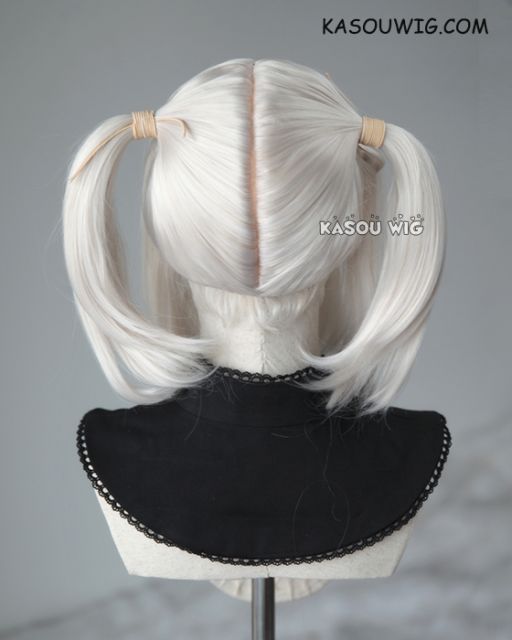 M-2/ SP05 ┇ 50CM / 19.7" pearl white pigtails base wig with long bangs.
