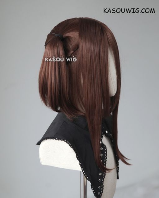 M-2 / KA027 ┇ 50CM / 19.7"  Coffee Brown  pigtails base wig with long bangs.