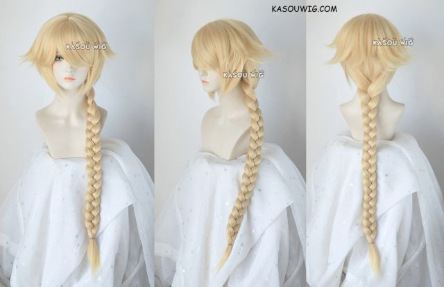 Fate Grand Order FGO Ruler Jeanne d'Arc 110cm long blonde braided cosplay wig