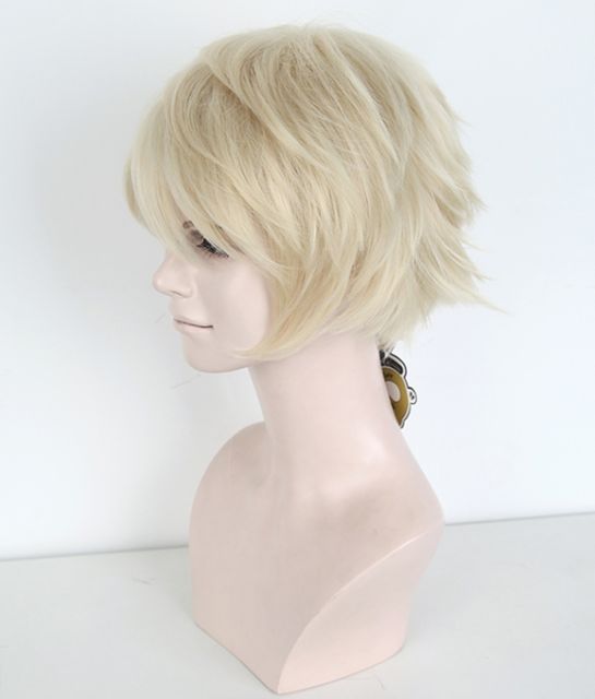 S-1 / KA006 >>31cm / 12.2" short light blonde layered wig, easy to style,Hiperlon fiber