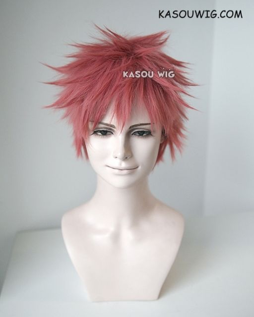 Owari no Seraph Shiho Kimizuki short spiky coral ash pink cosplay wig