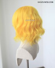S-4 / SP35 bright yellow blonde loose beach waves lolita . harajuku wig with bangs 35cm