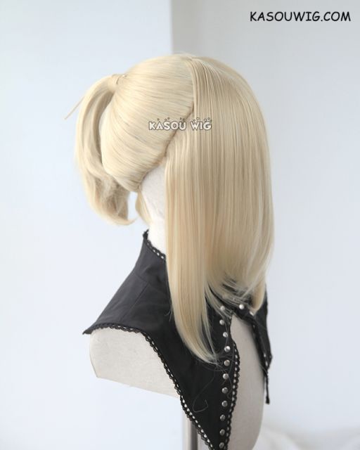 S-3 /  KA009 Beach Blonde ponytail base wig with long bangs.