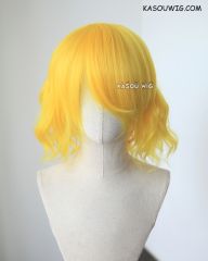 S-4 / SP35 bright yellow blonde loose beach waves lolita . harajuku wig with bangs 35cm