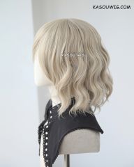 S-4 / SP02 sand blonde loose beach waves lolita . harajuku wig with bangs .35cm .