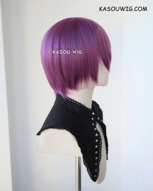 S-2 / SP40 grape purple short bob smooth cosplay wig with long bangs