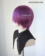 S-2 / SP40 grape purple short bob smooth cosplay wig with long bangs