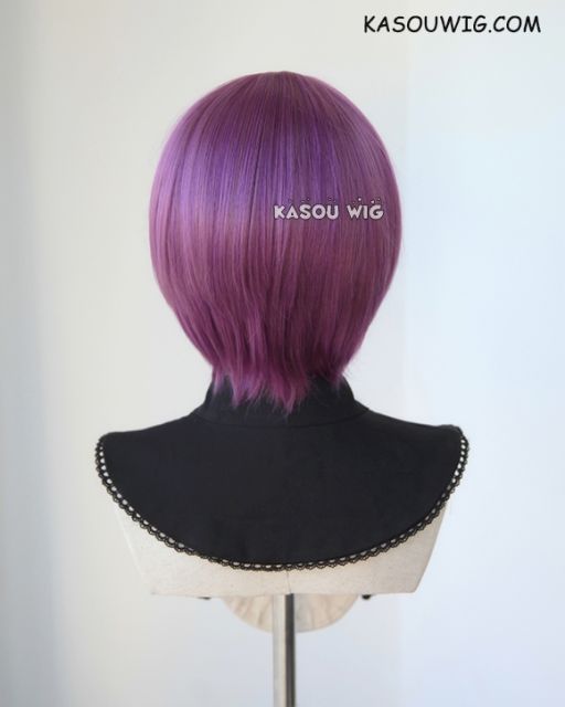 S-2 / SP40 grape purple short bob smooth cosplay wig with long bangs