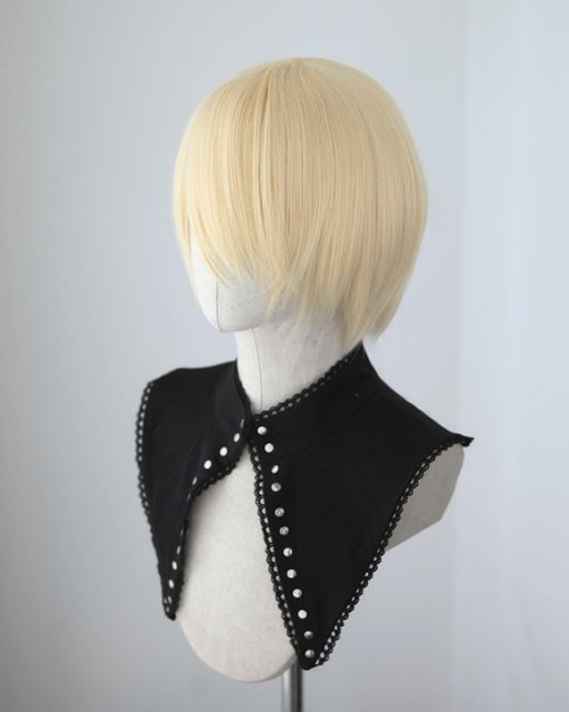 S-2 / SP08 Creamy Blonde short bob smooth cosplay wig with long bangs