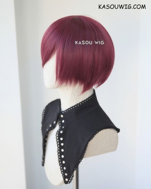 S-2 / SP18 wine red short bob smooth cosplay wig with long bangs