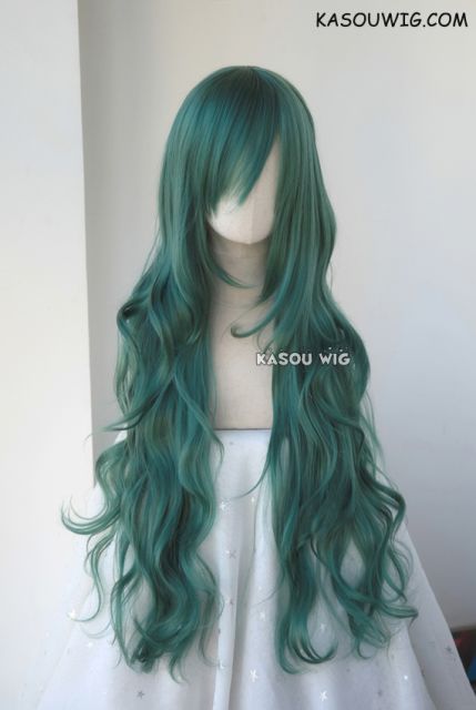 L-3 / KA065 dark olive green long layers loose waves cosplay wig . heat-resistant fiber
