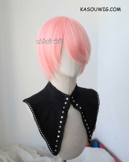 S-2 / SP12 pastel pink short bob smooth cosplay wig with long bangs