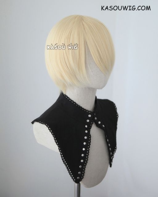 S-2 / SP08 Creamy Blonde short bob smooth cosplay wig with long bangs