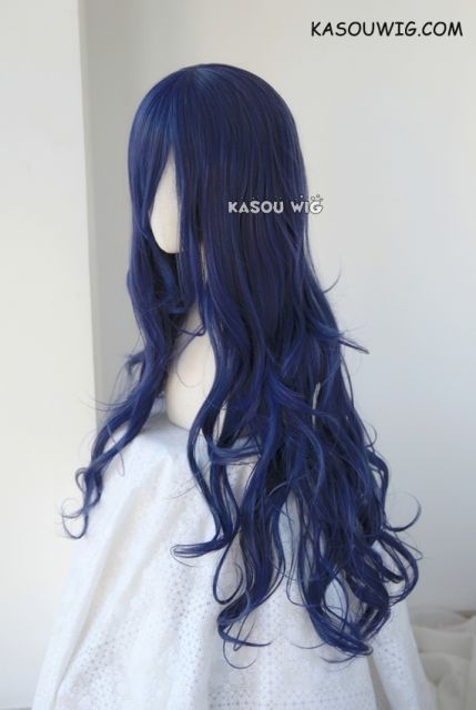 L-3 / SP03 deep blue long layers loose waves cosplay wig . heat-resistant fiber