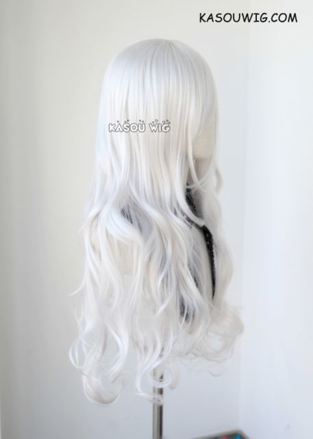 L-3 / KA002 silver white long layers loose waves cosplay wig . heat-resistant fiber