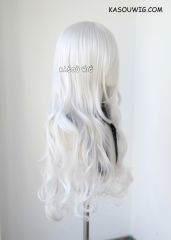 L-3 / KA002 silver white long layers loose waves cosplay wig . heat-resistant fiber